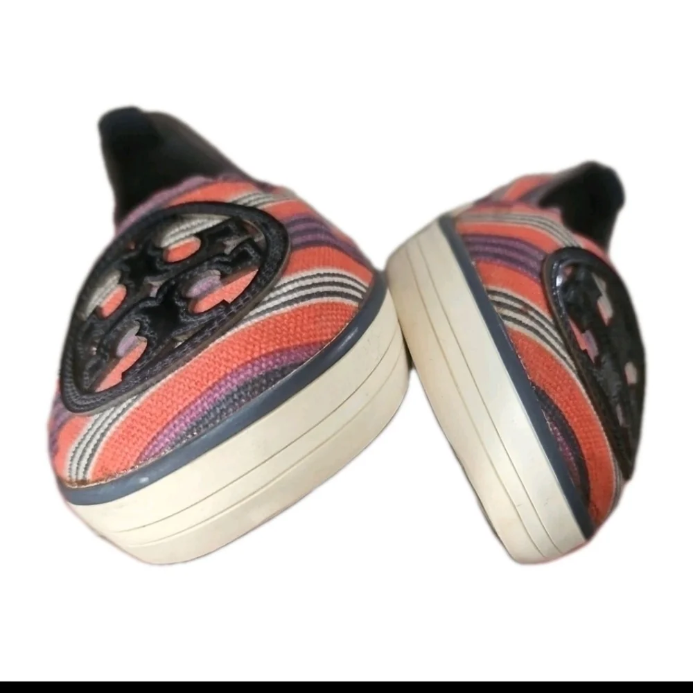 Tory Burch Womens Canvas Striped Raymond Flat 6.5